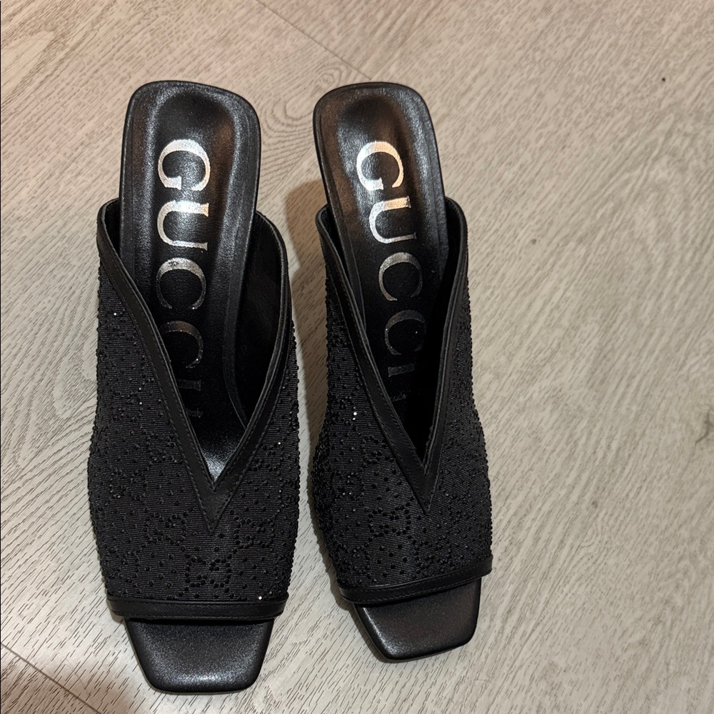 Gucci Black Embellished Women's Mules